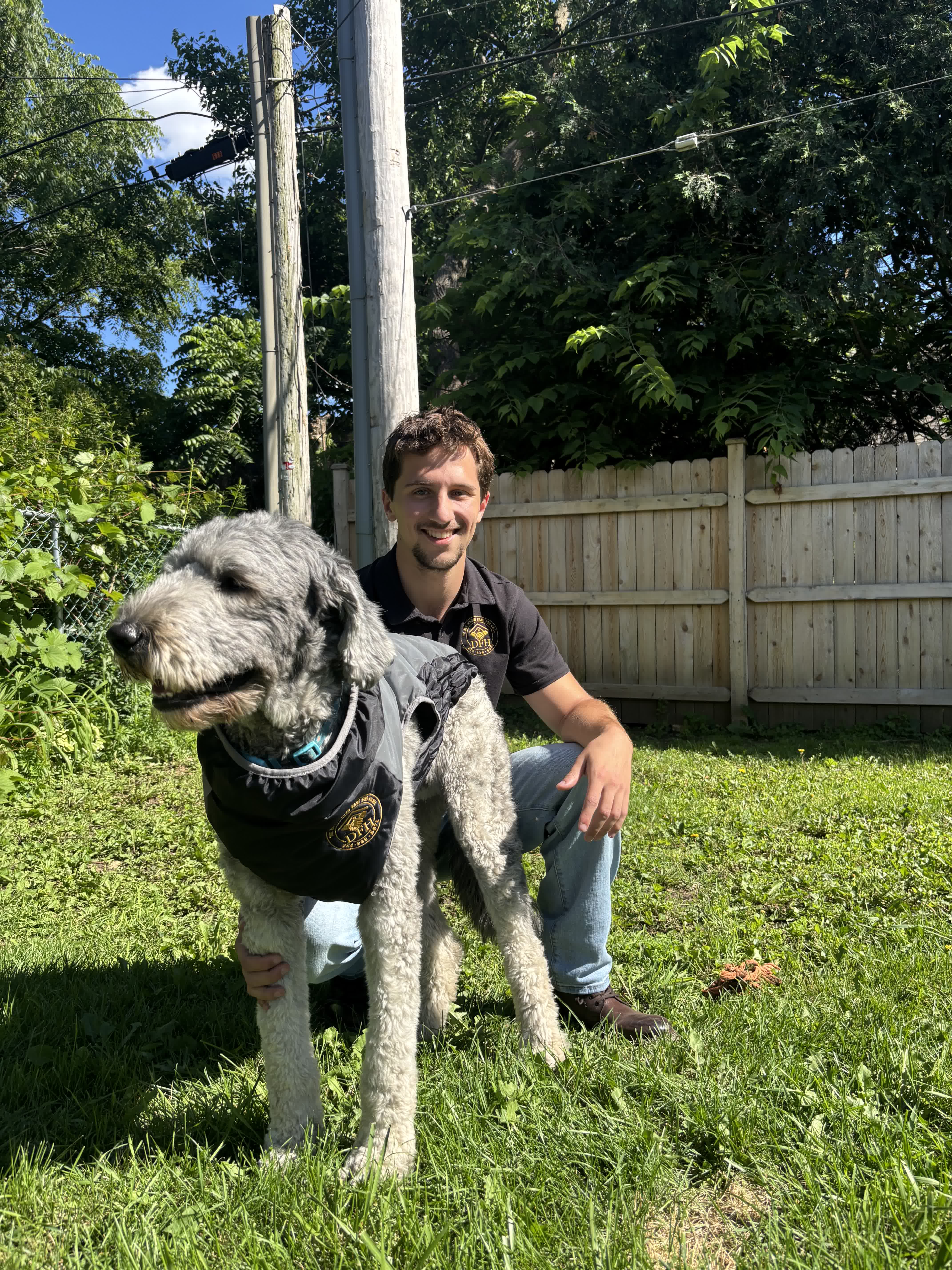 Vince Hoerner with Walter in the yard